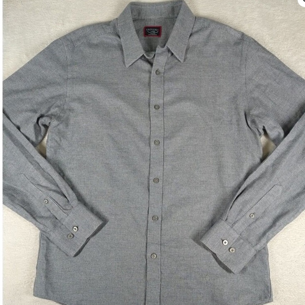 Untuckit Veneto Button Down Shirt Men's Large Slim Fit Wrinkle Free Gray